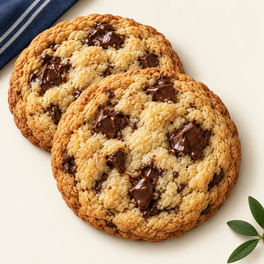 Illustration of 2 jumbo chocolate chip cookies