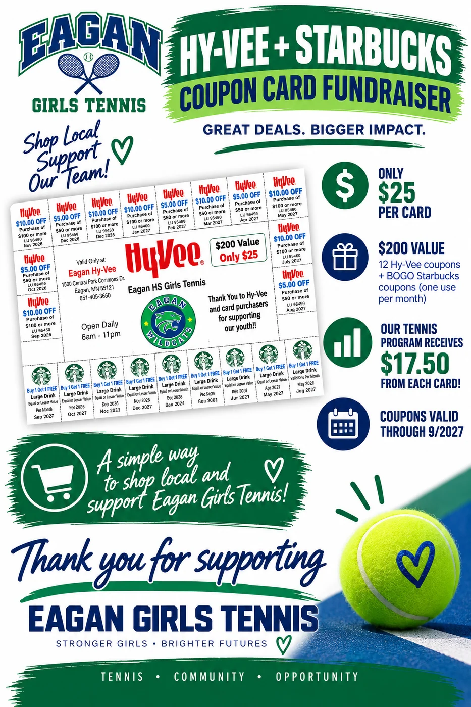 Hy-Vee and Starbucks coupon card flyer